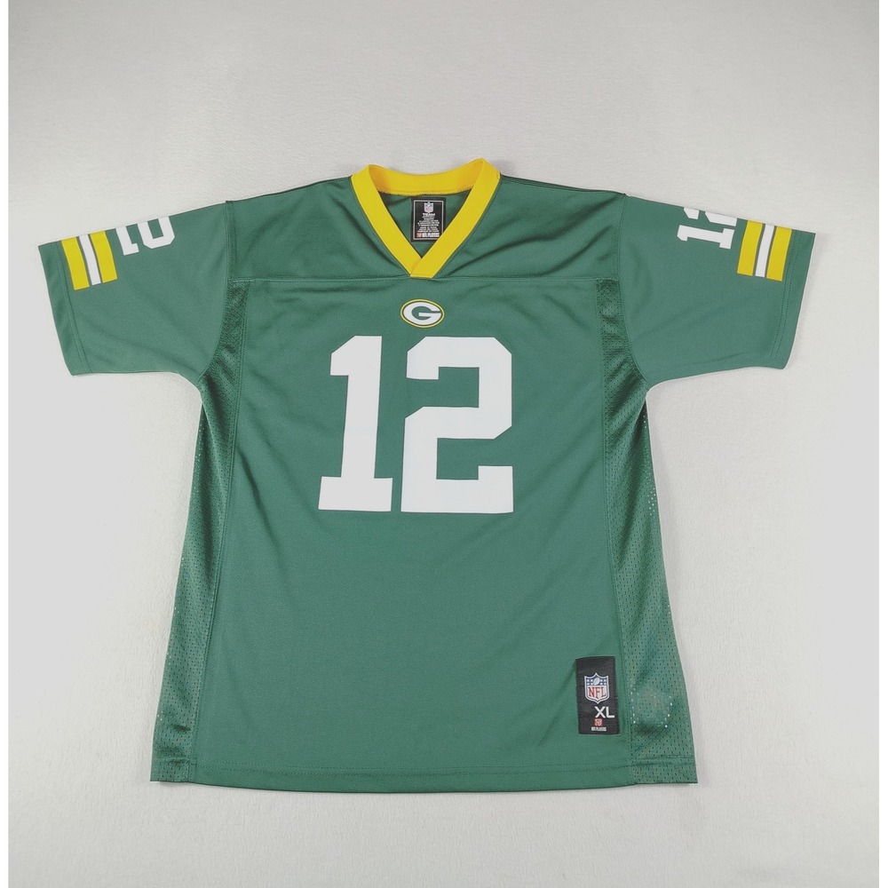 Green Bay Packers Jersey Youth XL Green NFL Football Aaron Rodgers 12 Shirt‎